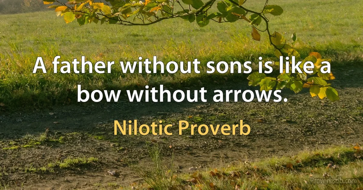 A father without sons is like a bow without arrows. (Nilotic Proverb)