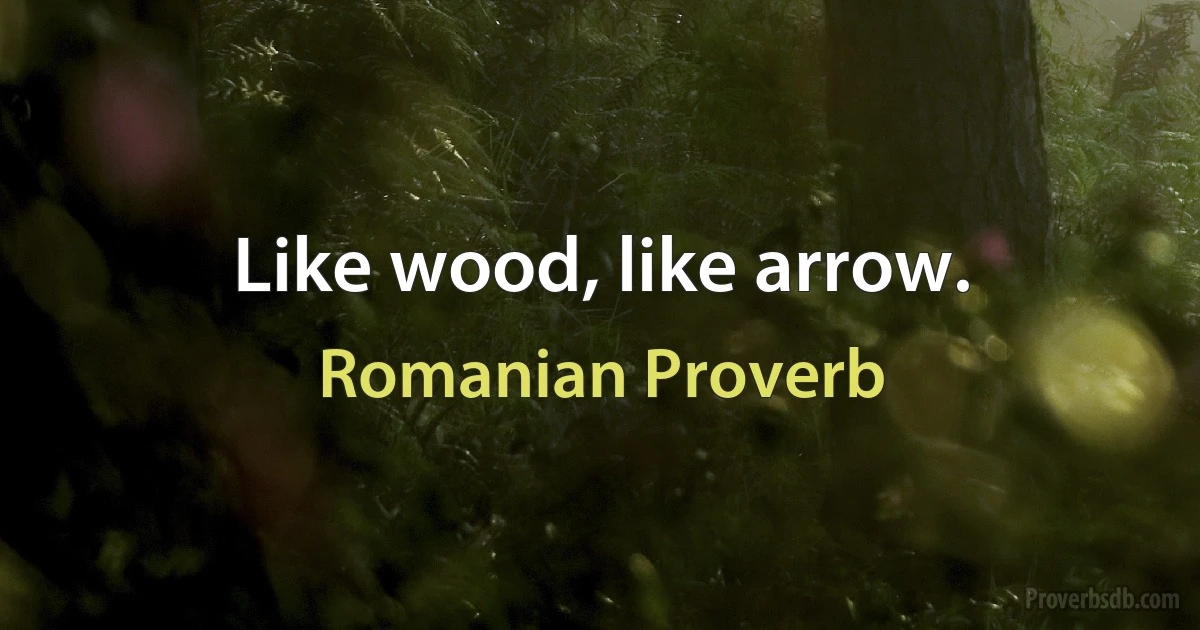 Like wood, like arrow. (Romanian Proverb)