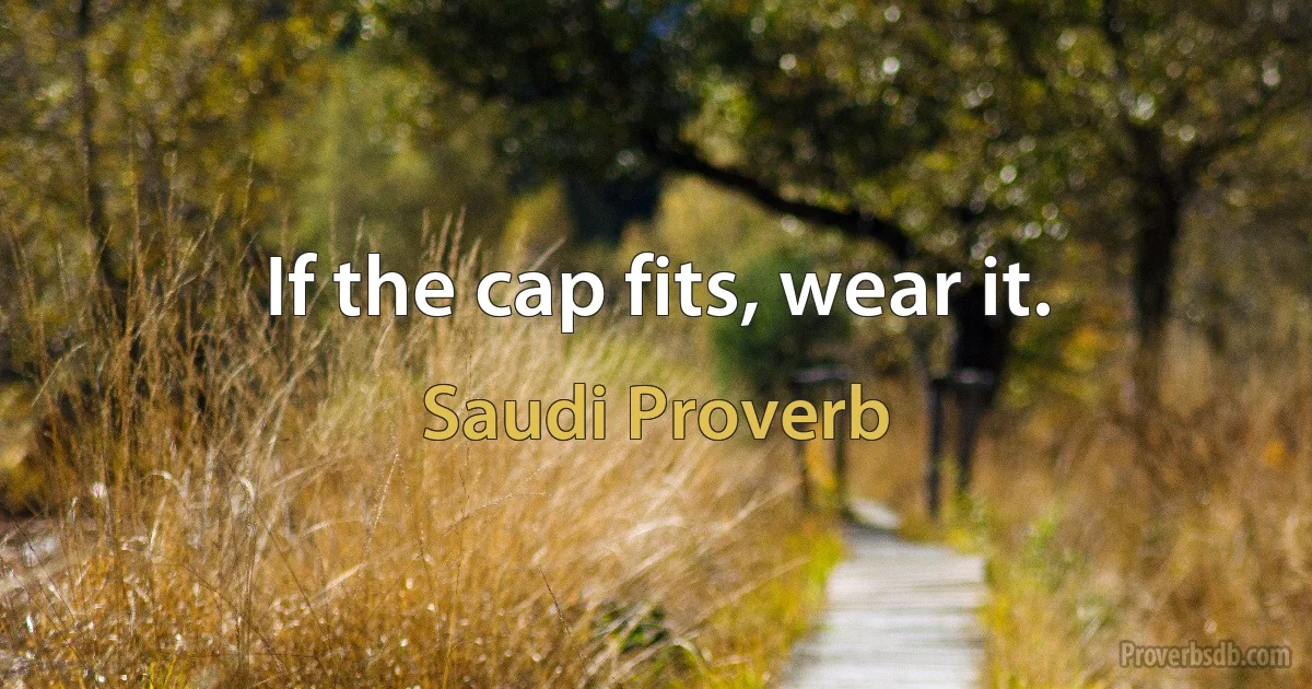 If the cap fits, wear it. (Saudi Proverb)