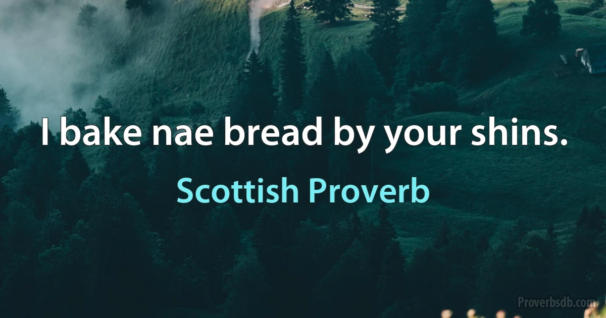 I bake nae bread by your shins. (Scottish Proverb)