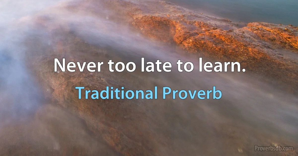 Never too late to learn. (Traditional Proverb)