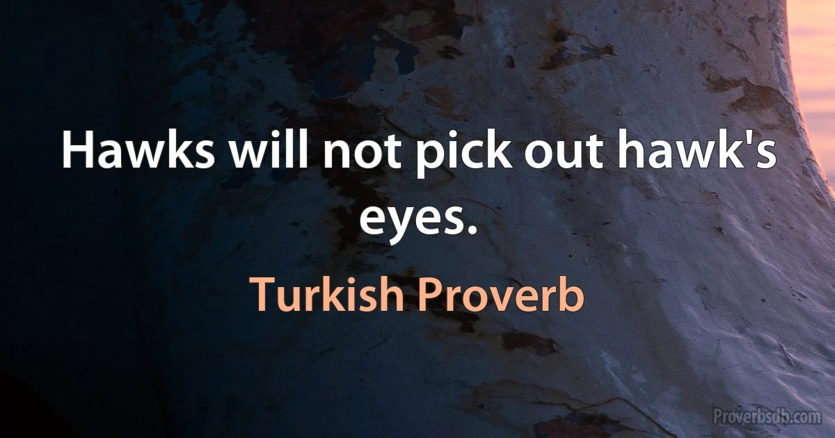 Hawks will not pick out hawk's eyes. (Turkish Proverb)