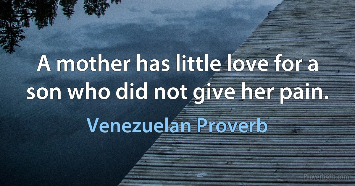 A mother has little love for a son who did not give her pain. (Venezuelan Proverb)