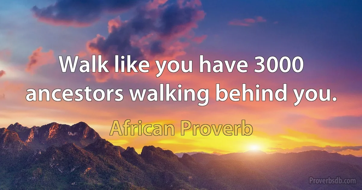 Walk like you have 3000 ancestors walking behind you. (African Proverb)