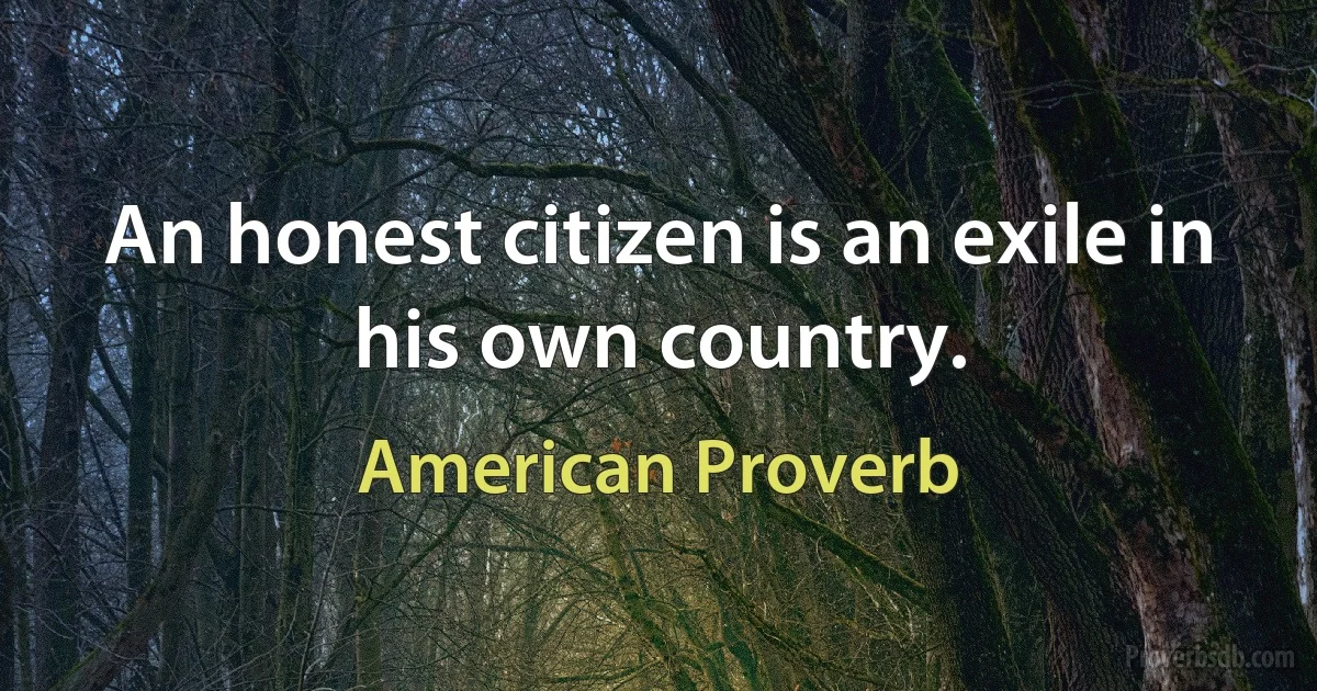 An honest citizen is an exile in his own country. (American Proverb)