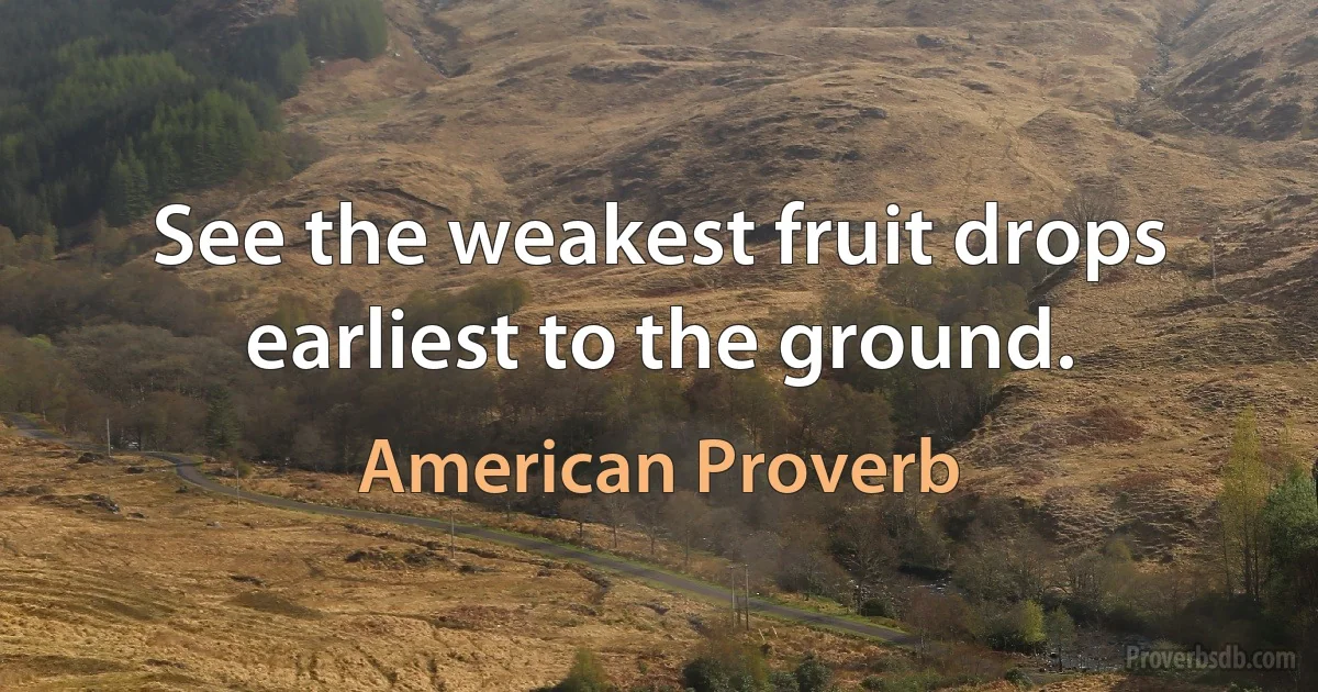 See the weakest fruit drops earliest to the ground. (American Proverb)