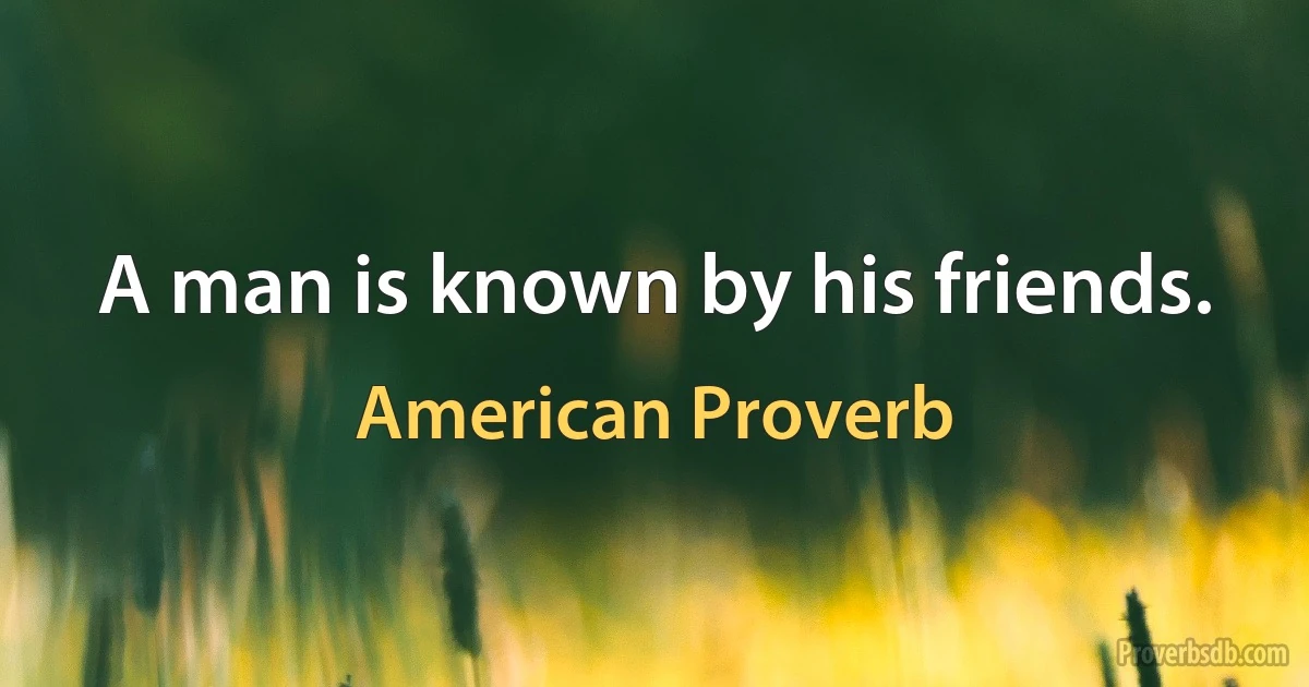 A man is known by his friends. (American Proverb)