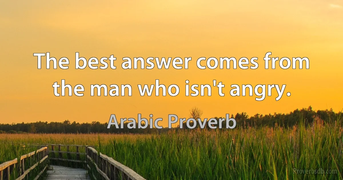 The best answer comes from the man who isn't angry. (Arabic Proverb)