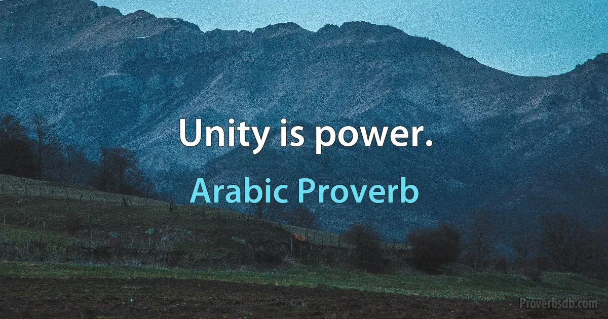 Unity is power. (Arabic Proverb)