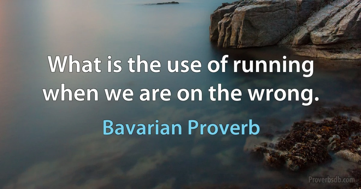 What is the use of running when we are on the wrong. (Bavarian Proverb)