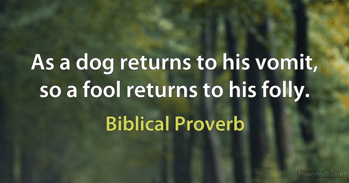 As a dog returns to his vomit, so a fool returns to his folly. (Biblical Proverb)