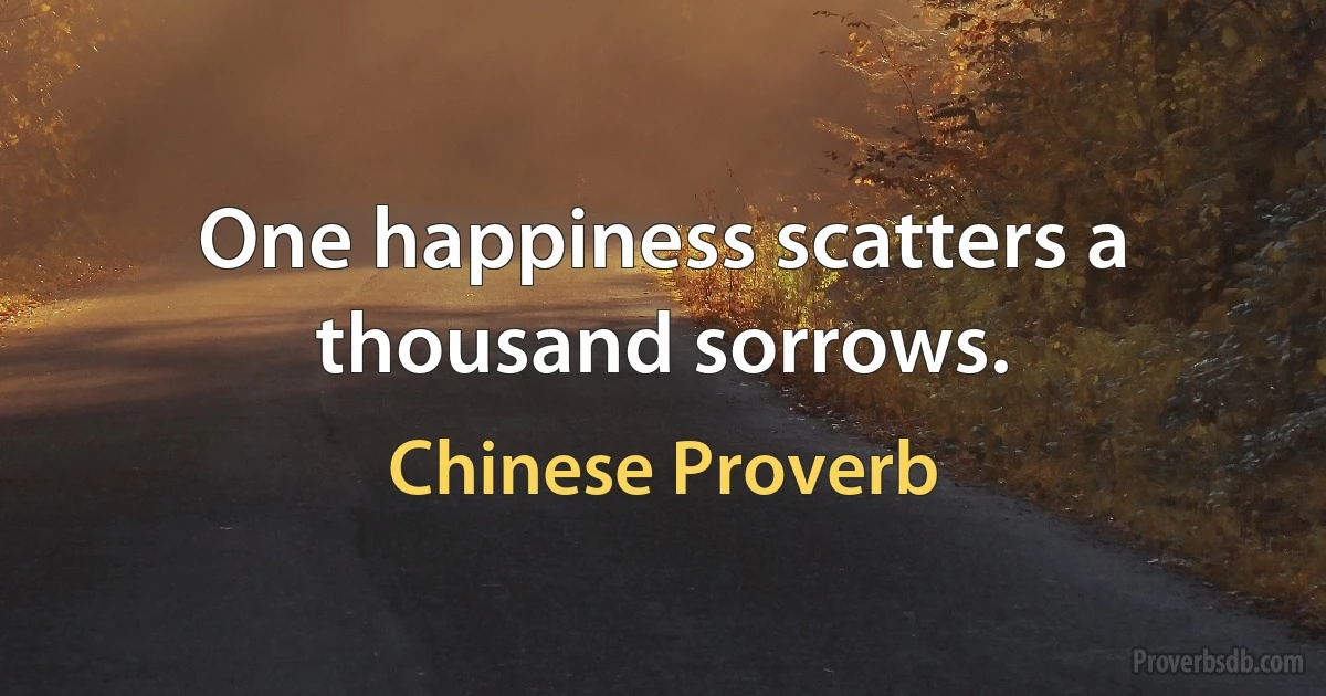 One happiness scatters a thousand sorrows. (Chinese Proverb)