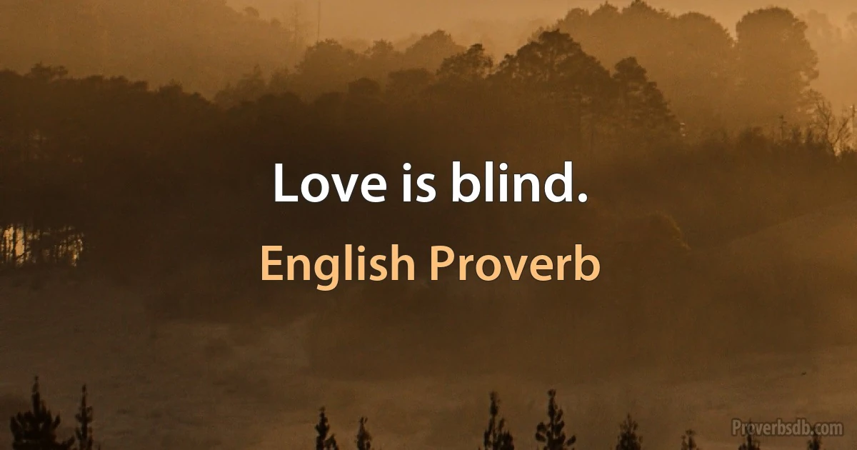 Love is blind. (English Proverb)