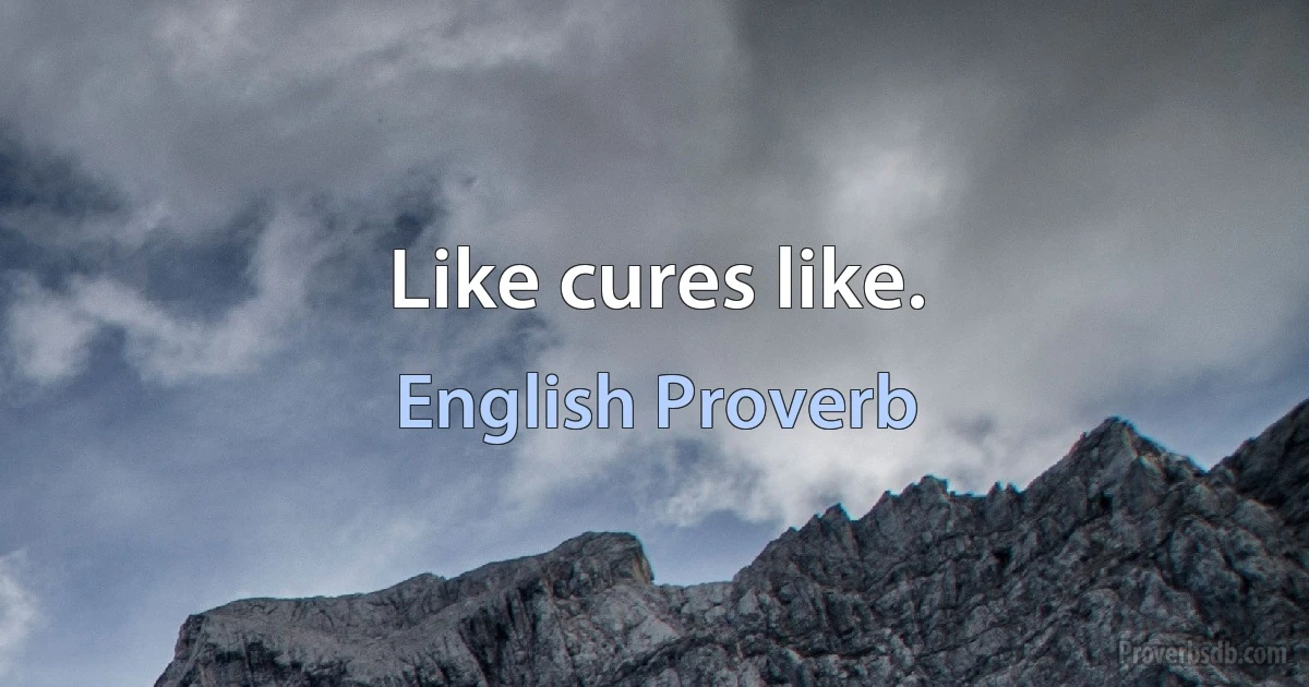 Like cures like. (English Proverb)