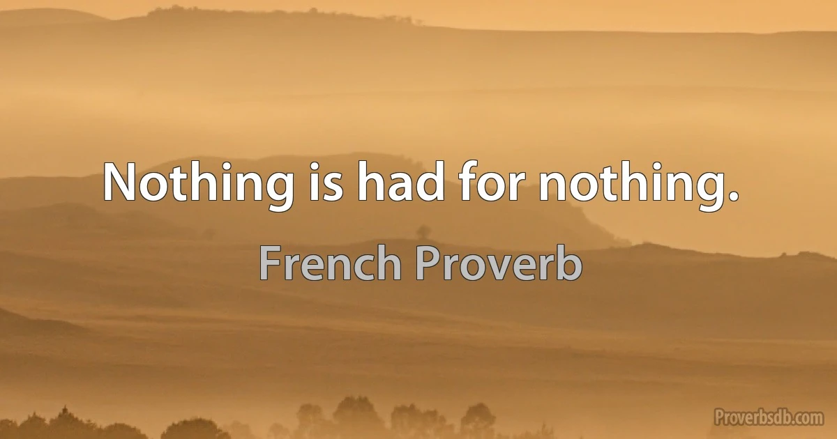 Nothing is had for nothing. (French Proverb)