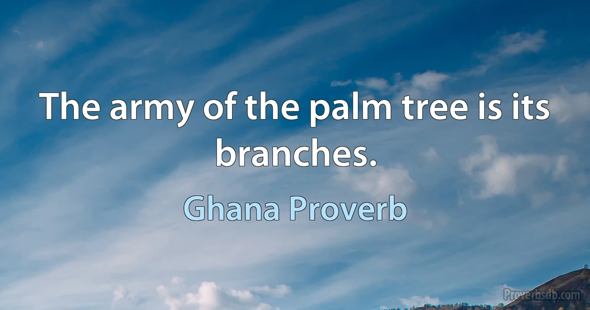 The army of the palm tree is its branches. (Ghana Proverb)