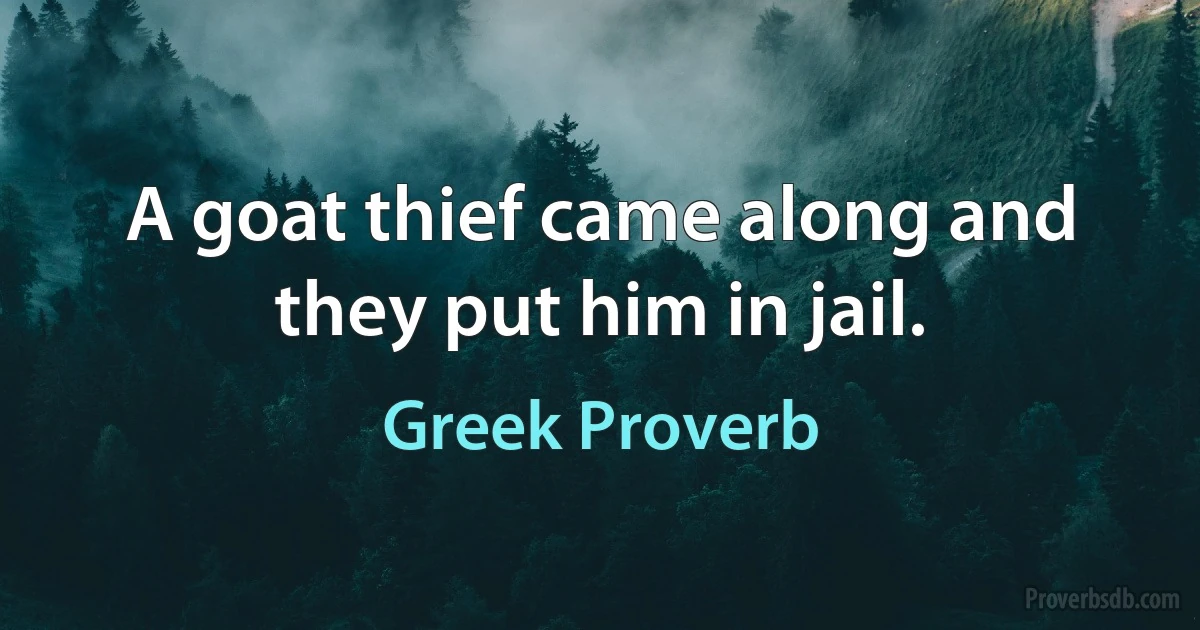 A goat thief came along and they put him in jail. (Greek Proverb)