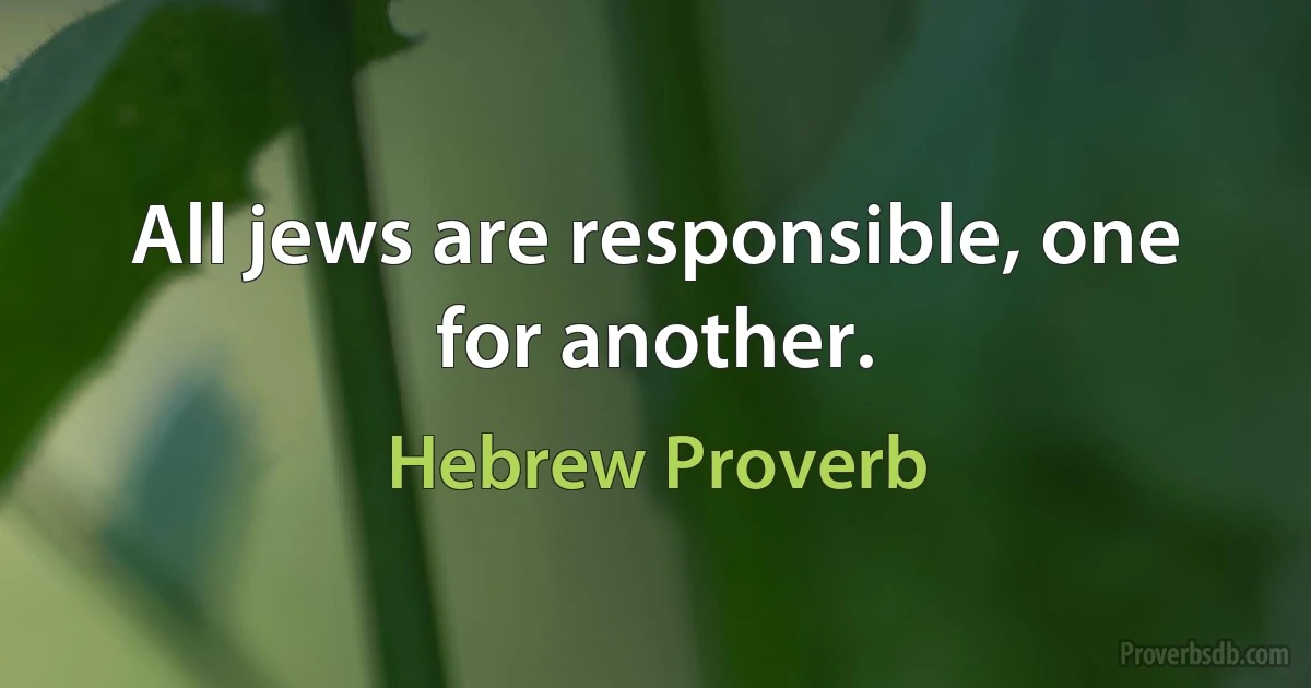 All jews are responsible, one for another. (Hebrew Proverb)