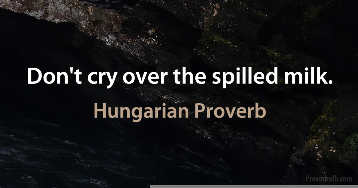 Don't cry over the spilled milk. (Hungarian Proverb)