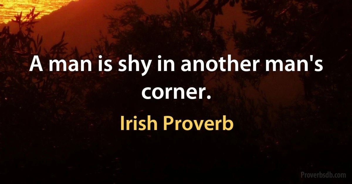 A man is shy in another man's corner. (Irish Proverb)