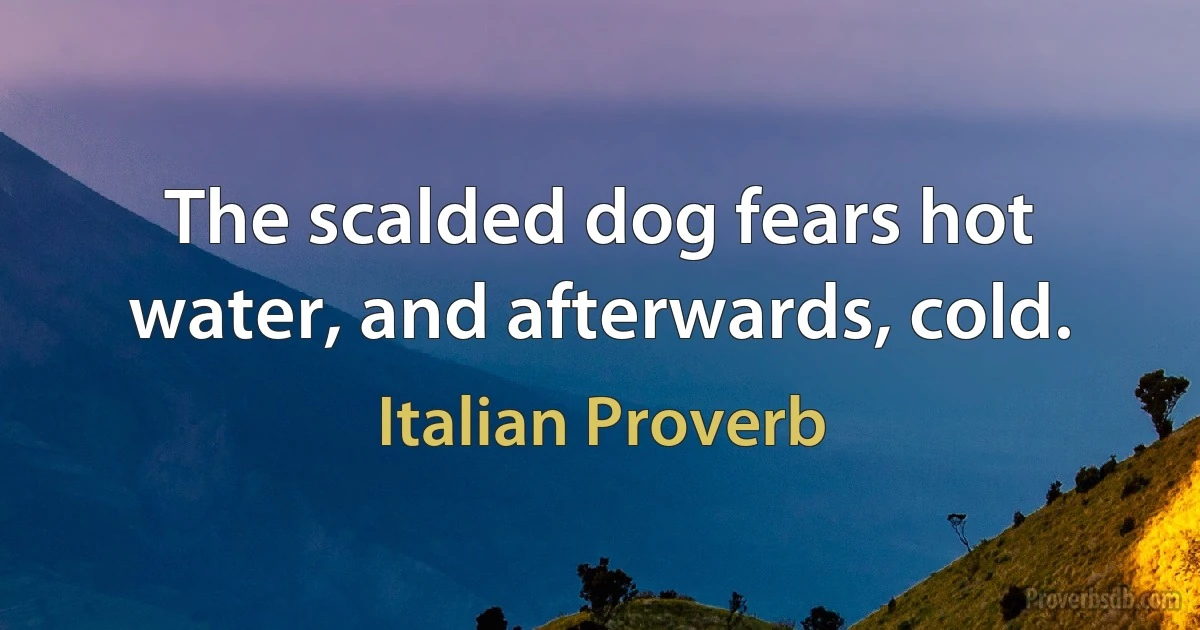 The scalded dog fears hot water, and afterwards, cold. (Italian Proverb)