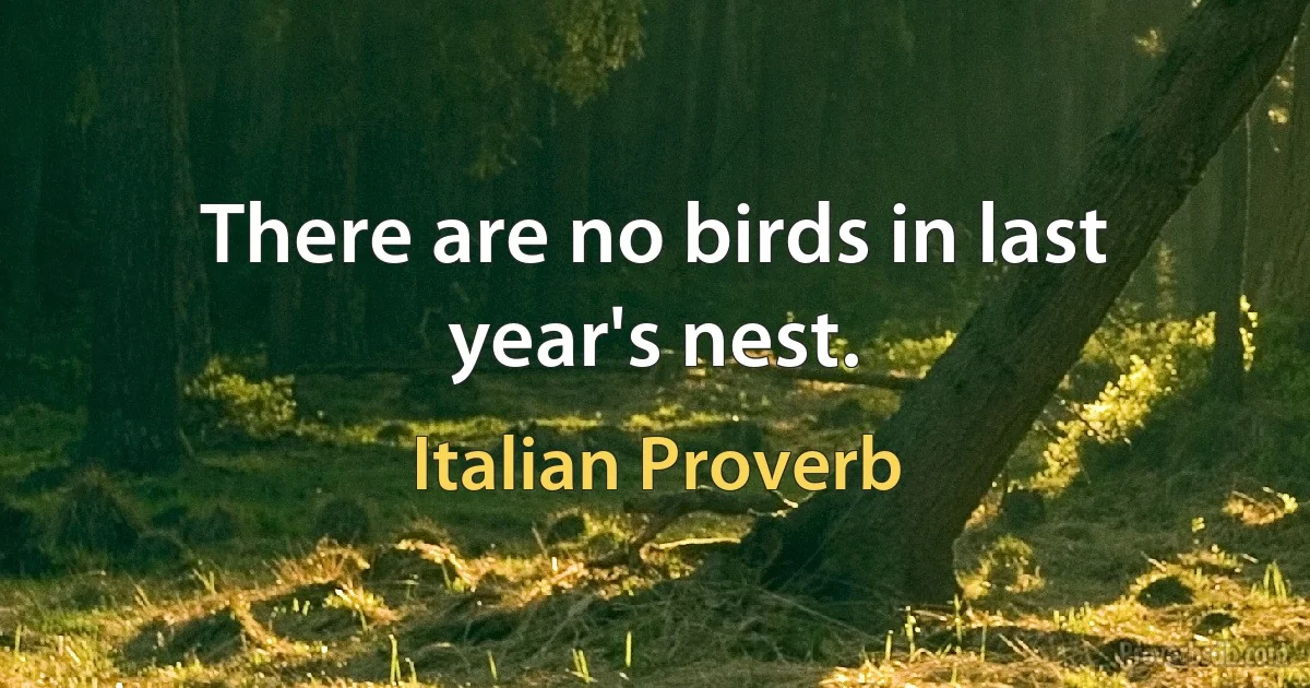 There are no birds in last year's nest. (Italian Proverb)