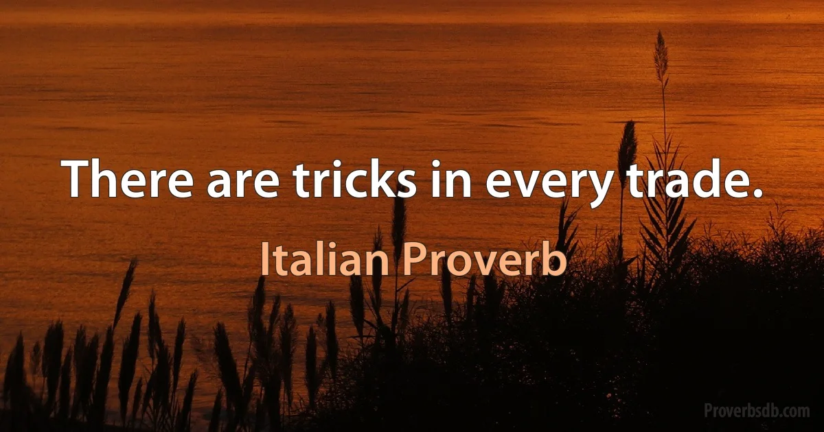 There are tricks in every trade. (Italian Proverb)