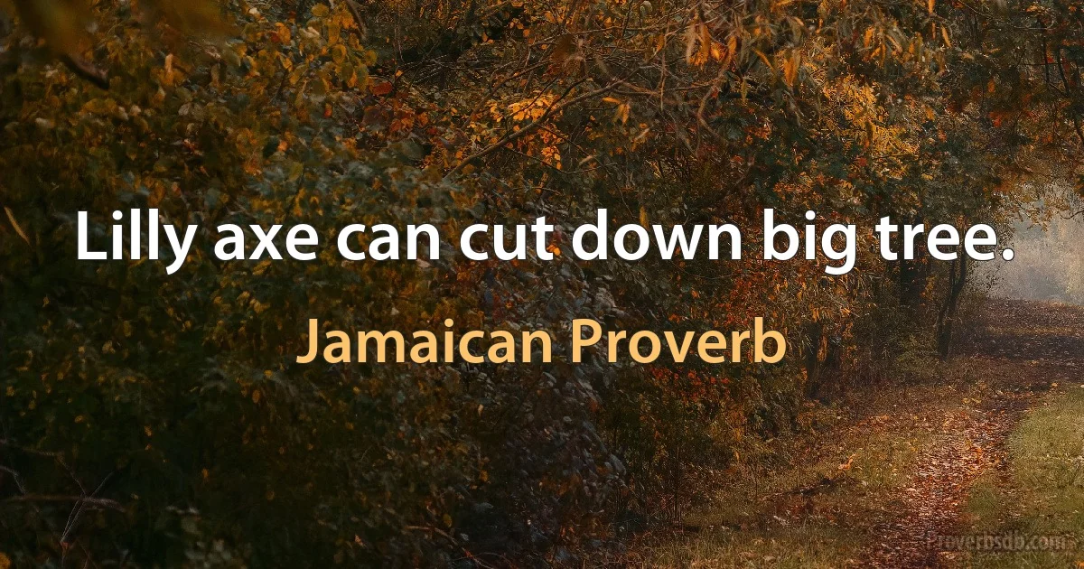 Lilly axe can cut down big tree. (Jamaican Proverb)