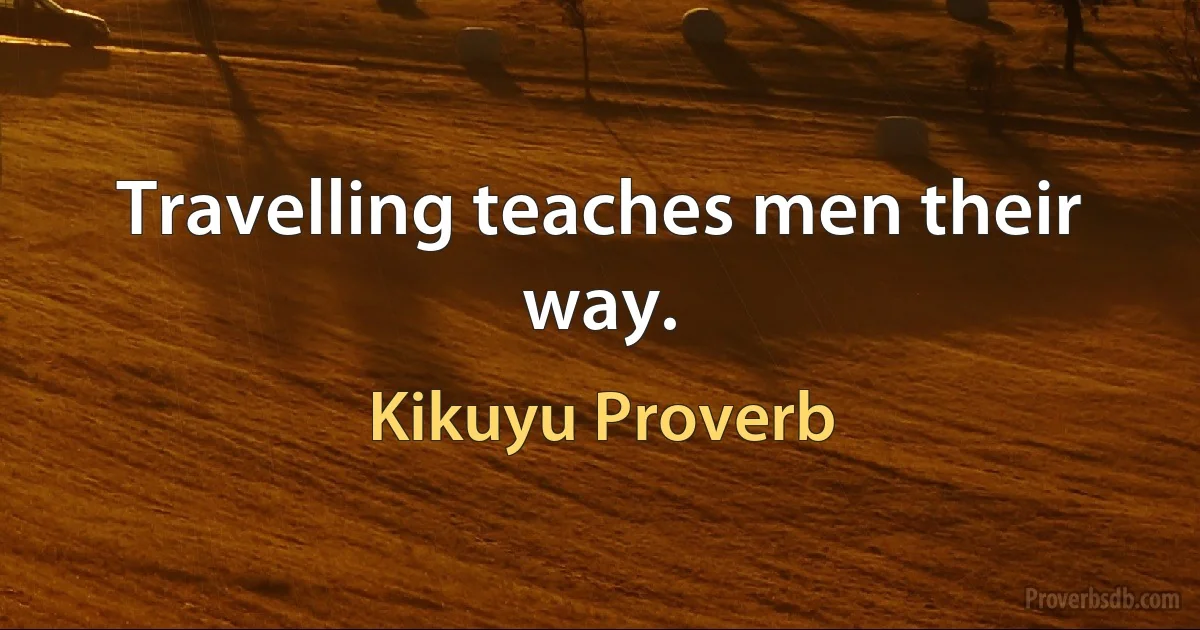 Travelling teaches men their way. (Kikuyu Proverb)