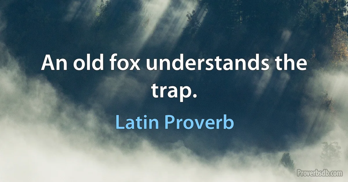 An old fox understands the trap. (Latin Proverb)