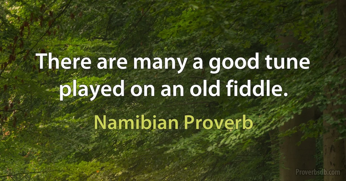 There are many a good tune played on an old fiddle. (Namibian Proverb)