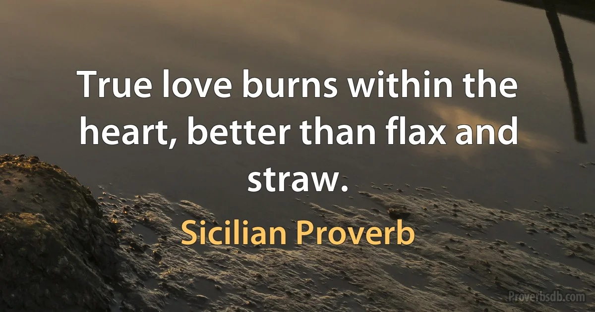 True love burns within the heart, better than flax and straw. (Sicilian Proverb)