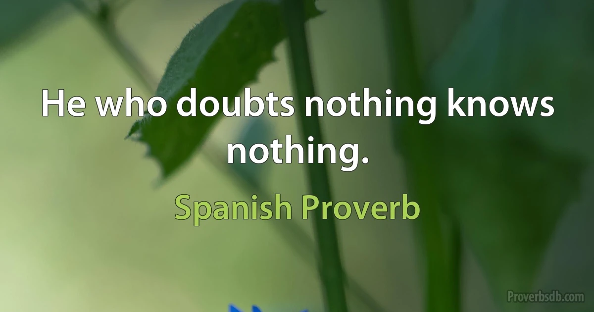 He who doubts nothing knows nothing. (Spanish Proverb)