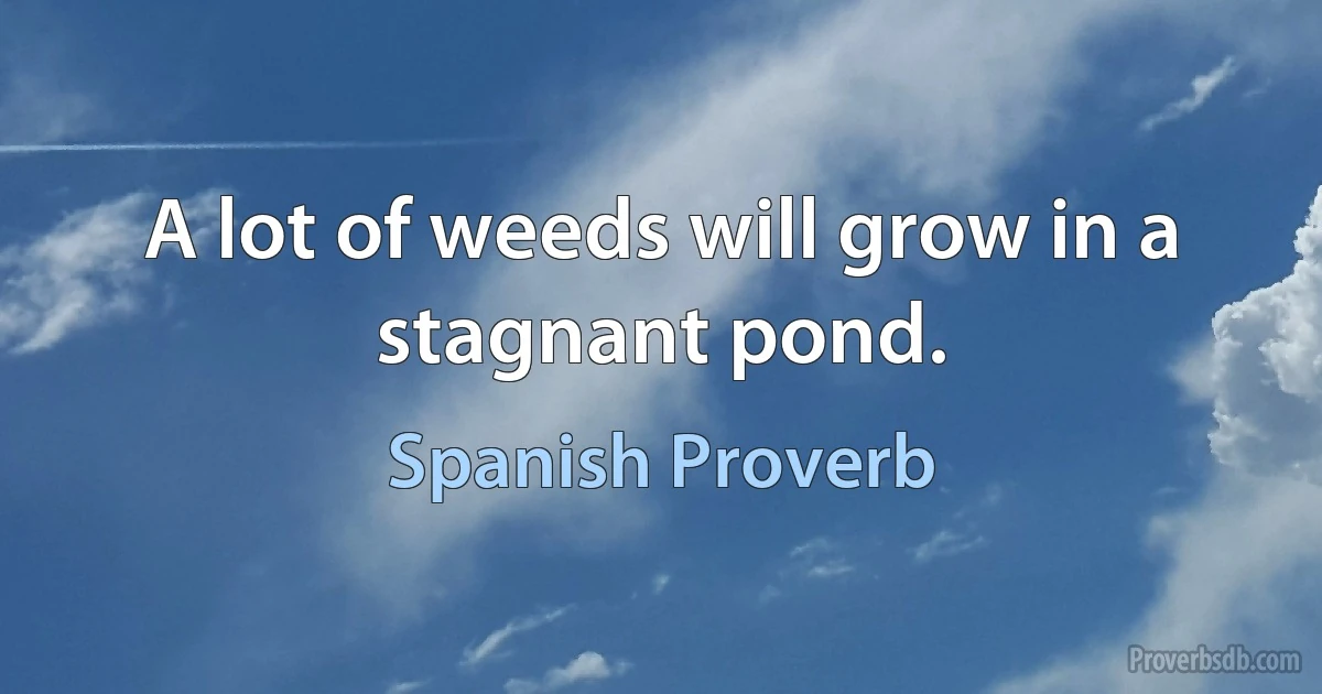 A lot of weeds will grow in a stagnant pond. (Spanish Proverb)