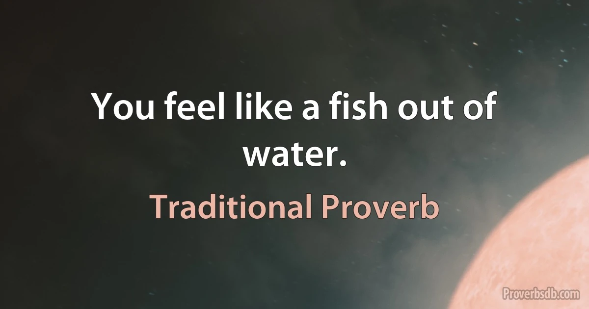 You feel like a fish out of water. (Traditional Proverb)