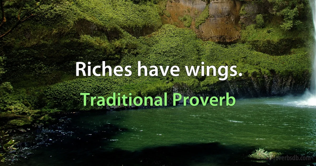 Riches have wings. (Traditional Proverb)