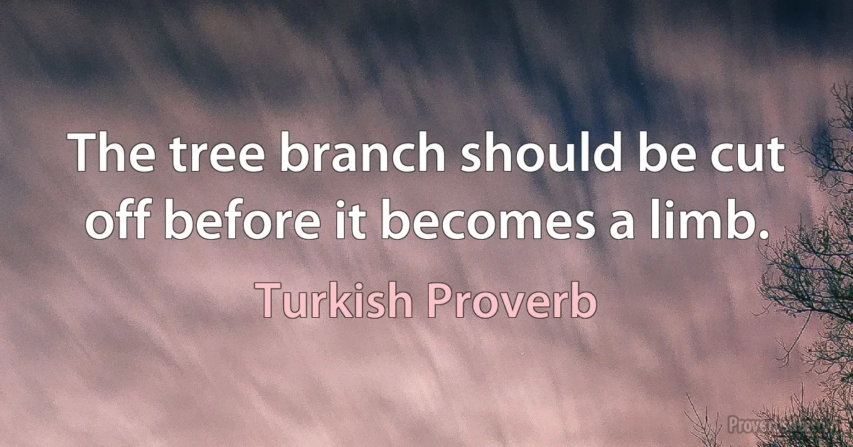 The tree branch should be cut off before it becomes a limb. (Turkish Proverb)