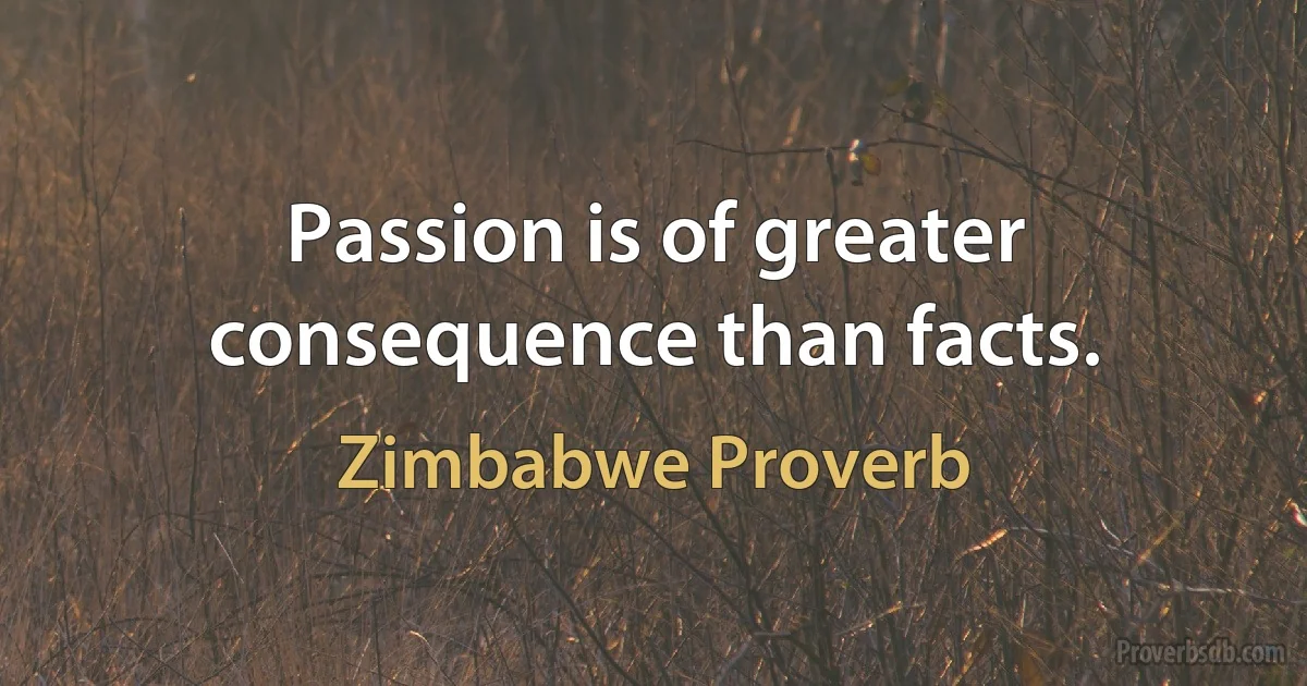 Passion is of greater consequence than facts. (Zimbabwe Proverb)