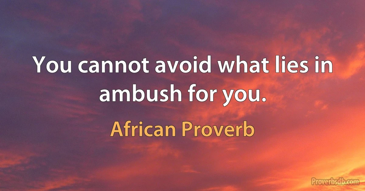 You cannot avoid what lies in ambush for you. (African Proverb)