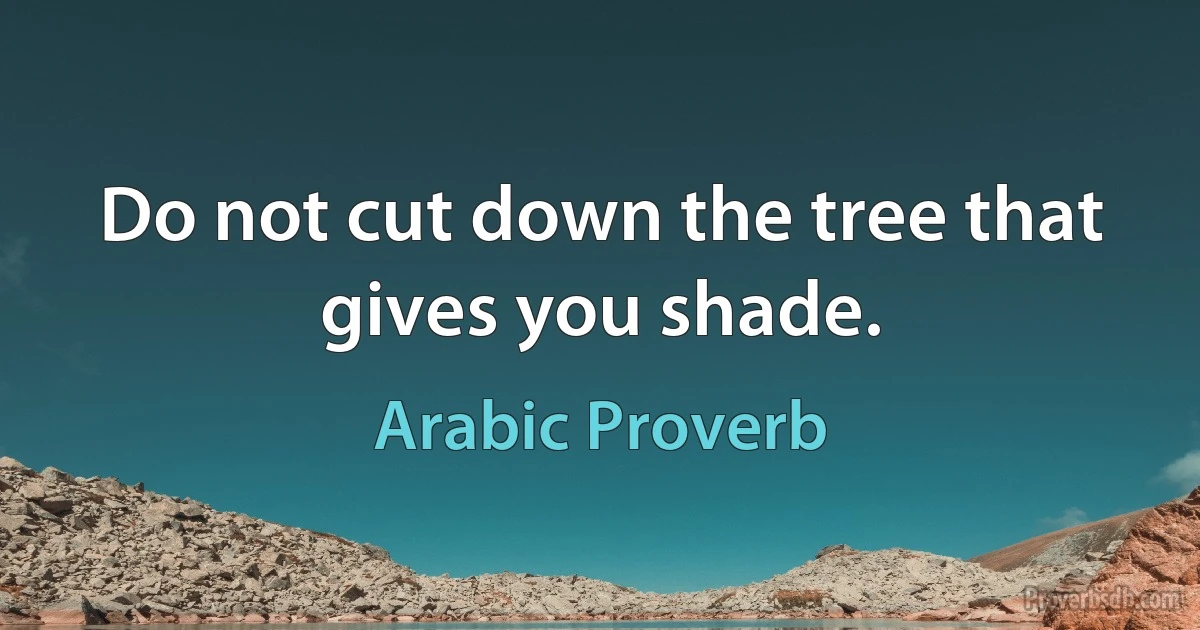 Do not cut down the tree that gives you shade. (Arabic Proverb)