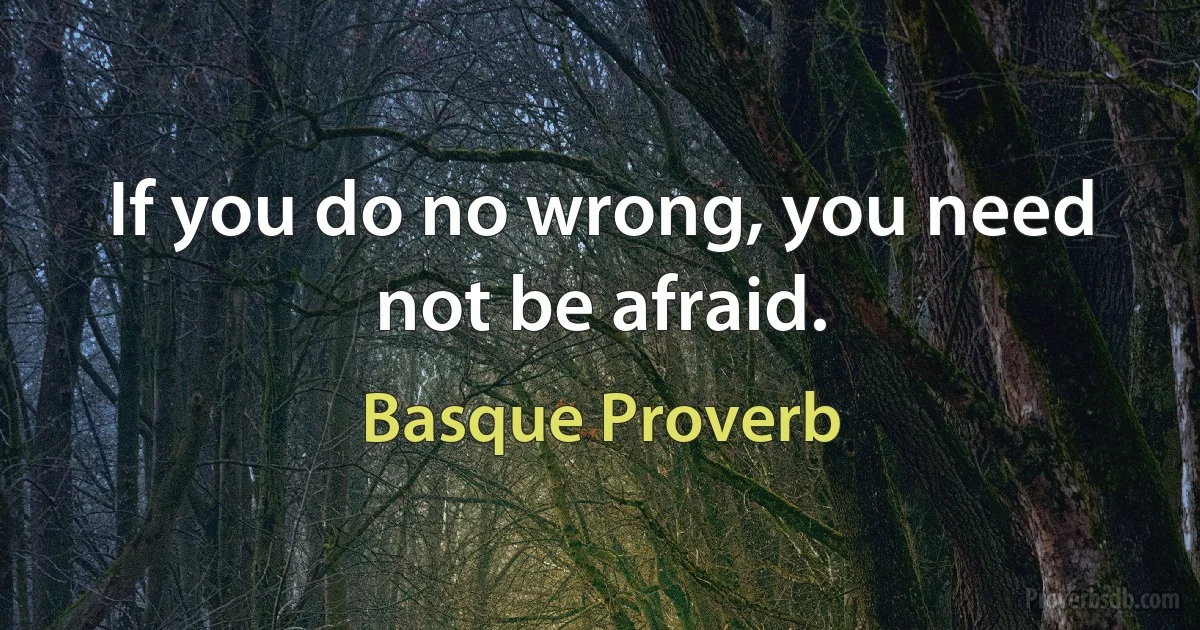 If you do no wrong, you need not be afraid. (Basque Proverb)