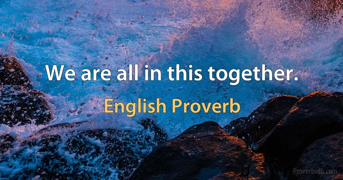 We are all in this together. (English Proverb)