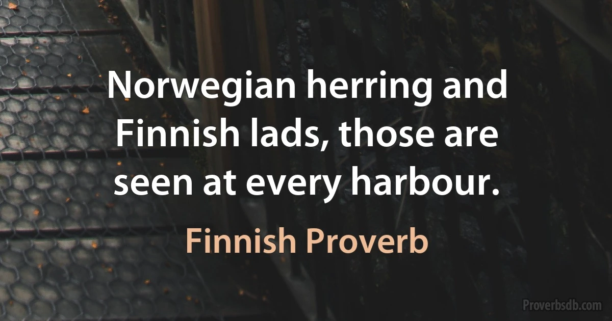 Norwegian herring and Finnish lads, those are seen at every harbour. (Finnish Proverb)