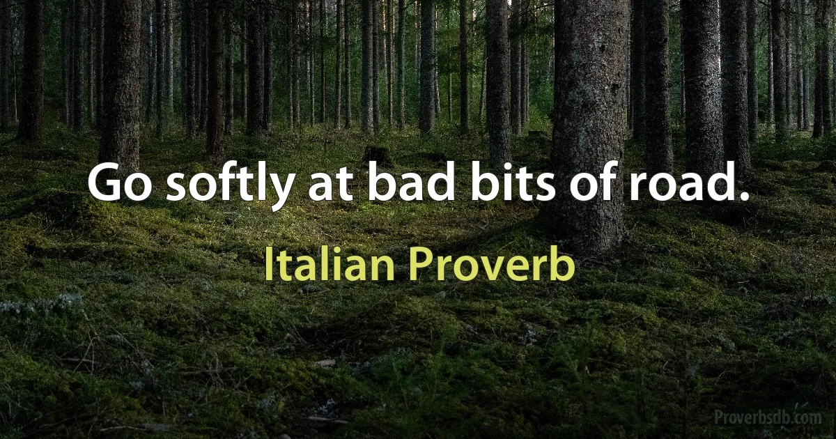 Go softly at bad bits of road. (Italian Proverb)