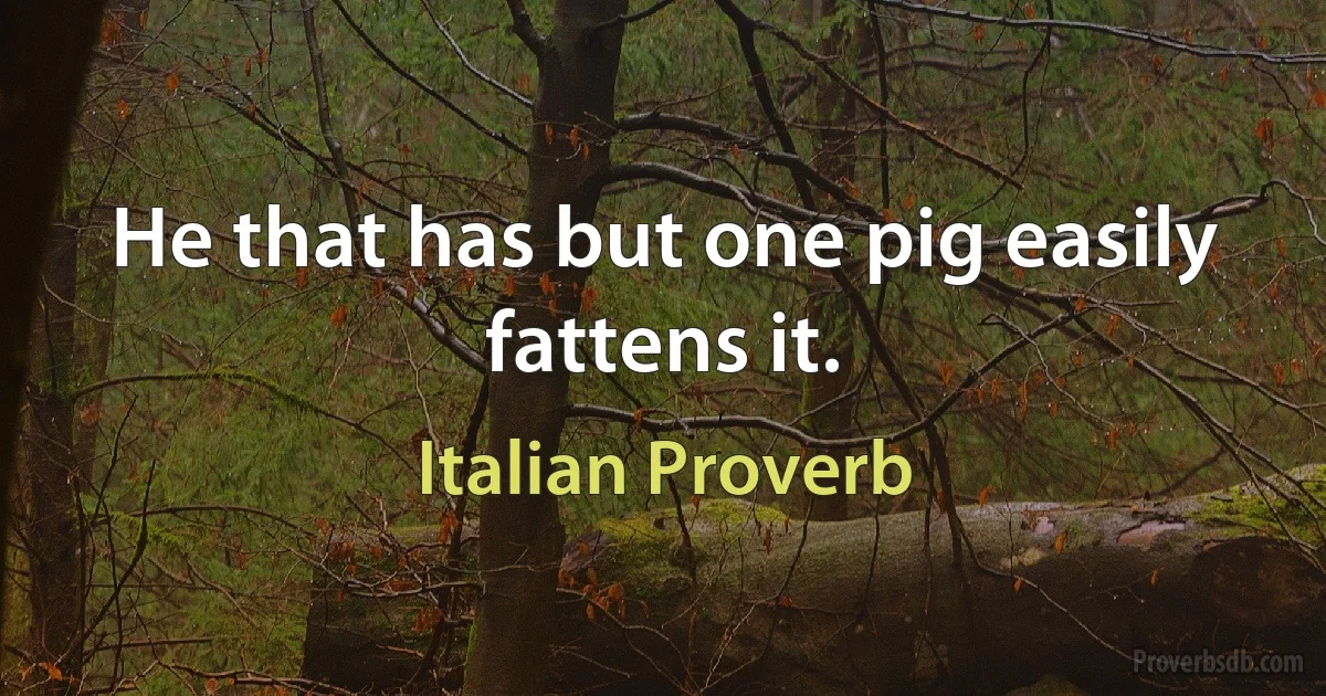 He that has but one pig easily fattens it. (Italian Proverb)