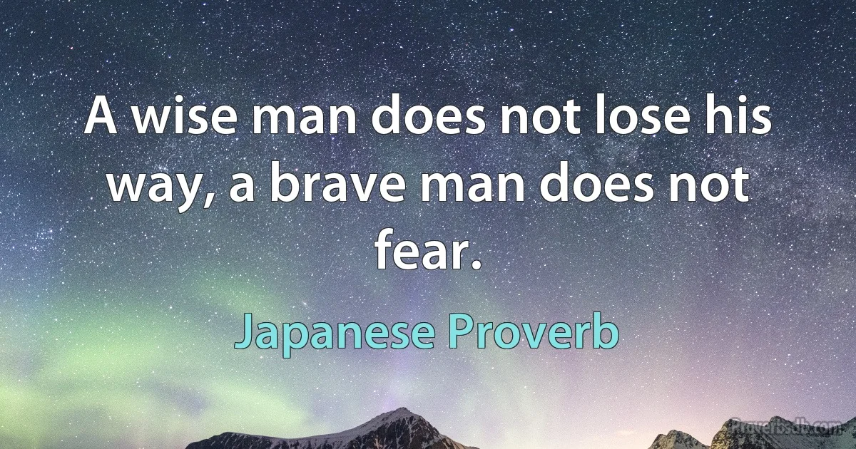 A wise man does not lose his way, a brave man does not fear. (Japanese Proverb)