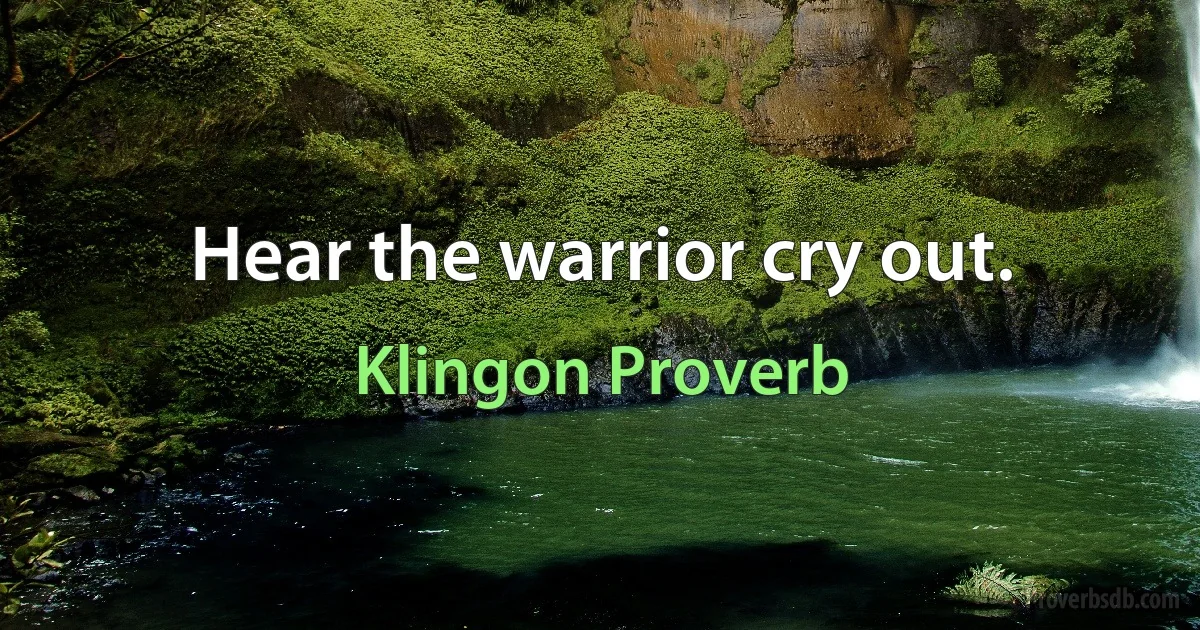 Hear the warrior cry out. (Klingon Proverb)