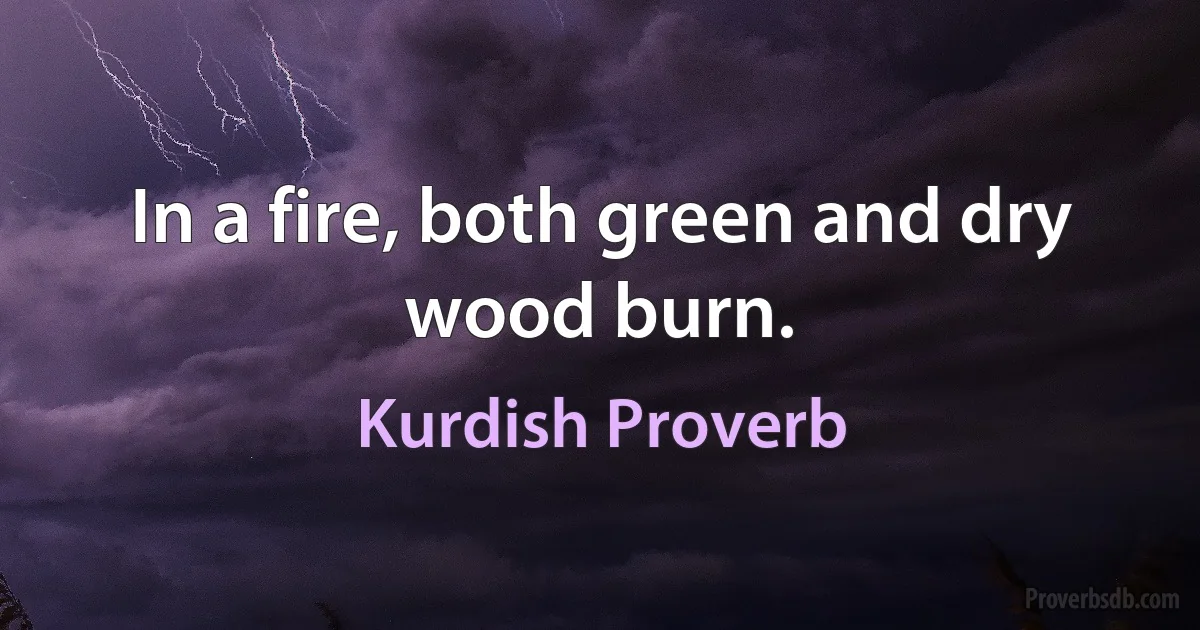 In a fire, both green and dry wood burn. (Kurdish Proverb)