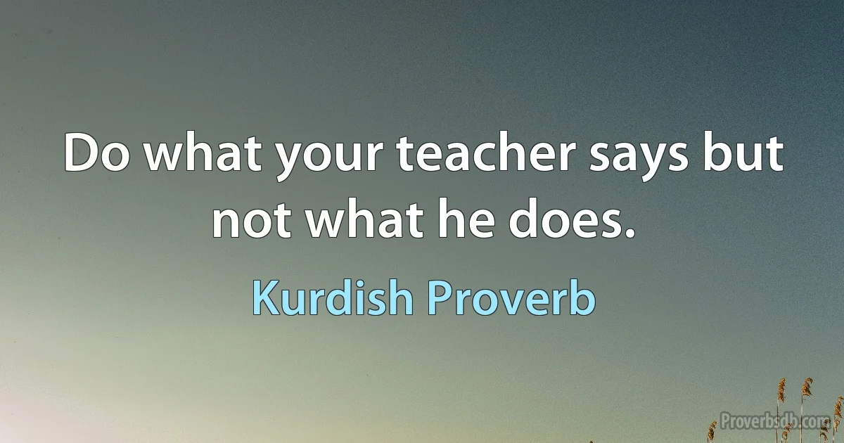 Do what your teacher says but not what he does. (Kurdish Proverb)