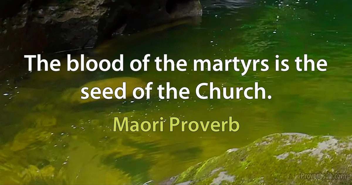 The blood of the martyrs is the seed of the Church. (Maori Proverb)